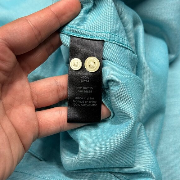 John Varvatos USA Mens Long Sleeve Shirt Button Down Blue Cotton Medium - Picture 8 of 8